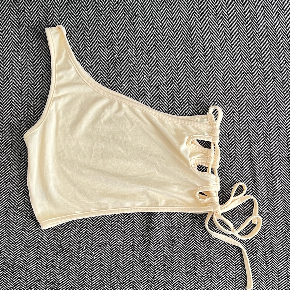 SHEIN, one shoulder crop, with side lace up detail, size M.